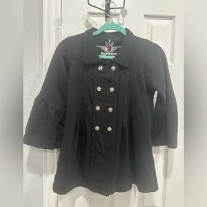 Twisted Heart, Double Breasted Jacket, 3/4 Bell sleeves, Black, Medium